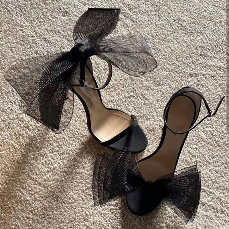 New Style Satin Bow Stiletto Heel Sandals