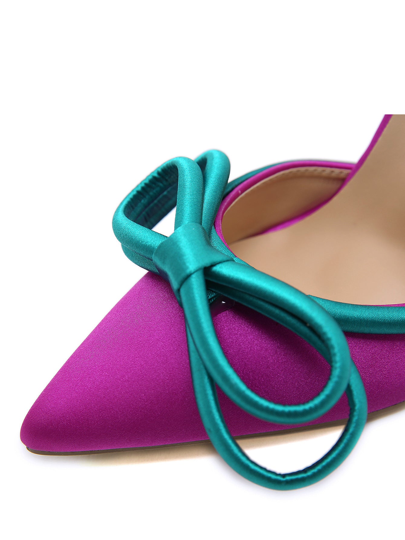 Women's Colorblock Pointed-Toe Satin Muqin Pumps