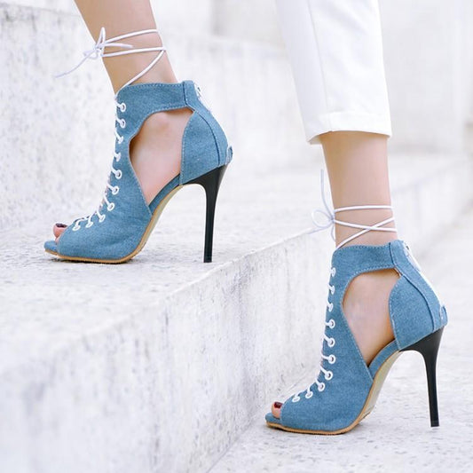 Summer Cross Strap Hollow Super High Heel Sandals