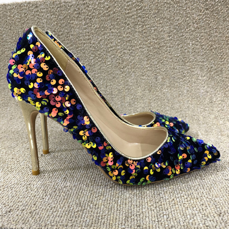 Colorful Beads Celebrities Pointed Stiletto Pumps High Heels