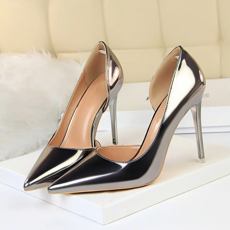 2023 Plus Size 43 Newest Women 10.5cm High Heels Gold Pumps Female Stripper Tacons Lady Shoes High Heels Scarpins Fetish Shoes