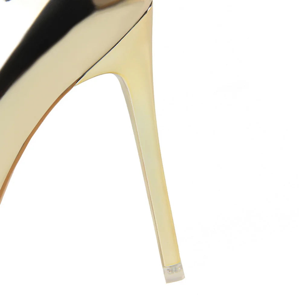 2023 Plus Size 43 Newest Women 10.5cm High Heels Gold Pumps Female Stripper Tacons Lady Shoes High Heels Scarpins Fetish Shoes