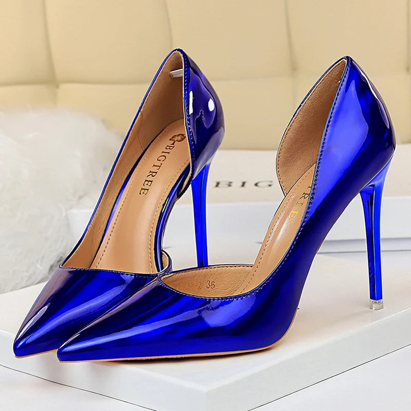 2023 Plus Size 43 Newest Women 10.5cm High Heels Gold Pumps Female Stripper Tacons Lady Shoes High Heels Scarpins Fetish Shoes