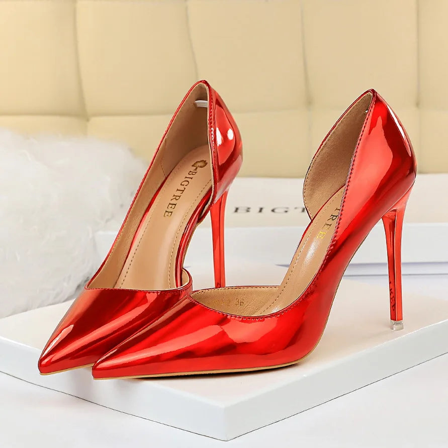 2023 Plus Size 43 Newest Women 10.5cm High Heels Gold Pumps Female Stripper Tacons Lady Shoes High Heels Scarpins Fetish Shoes