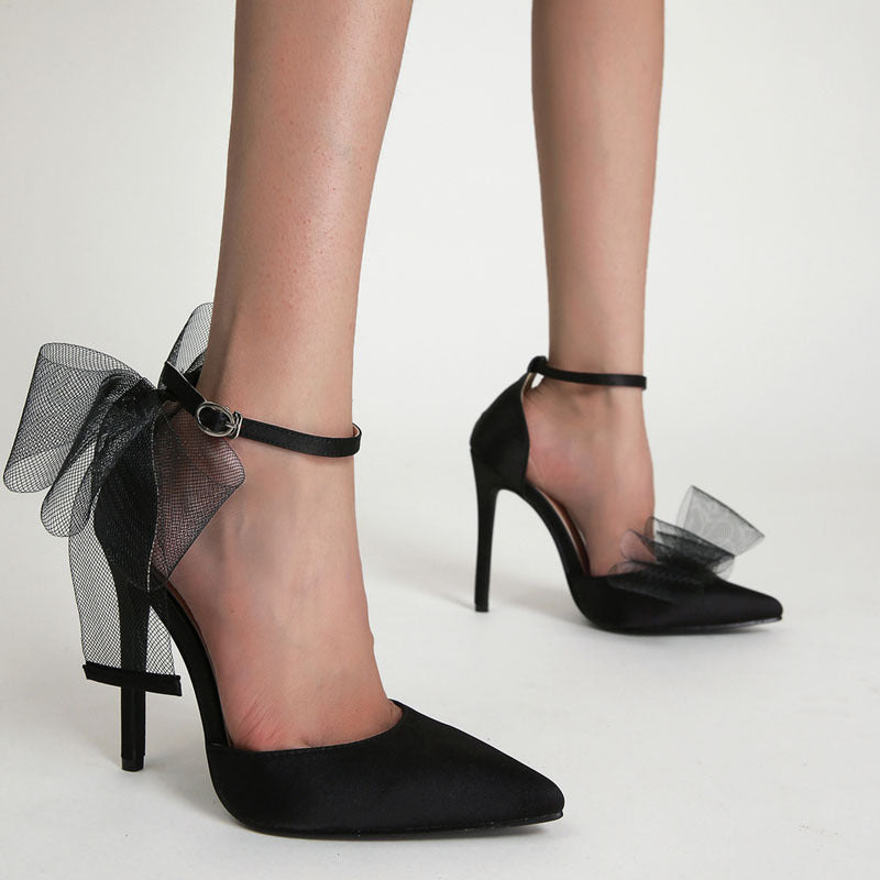 Plus Size Bow Stiletto Pointed Toe Pumps