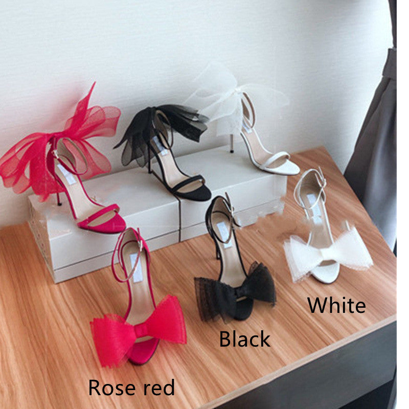 New Style Satin Bow Stiletto Heel Sandals