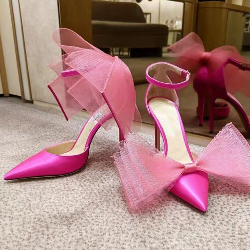 New Style Satin Bow Stiletto Heel Sandals