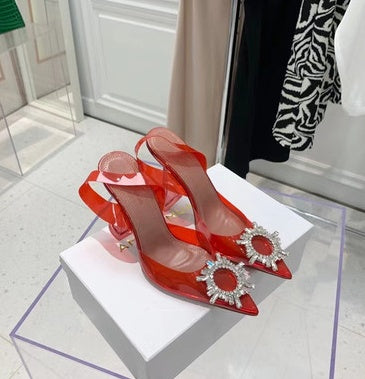 PVC Transparent Bow Pointed Toe Sandals For Women